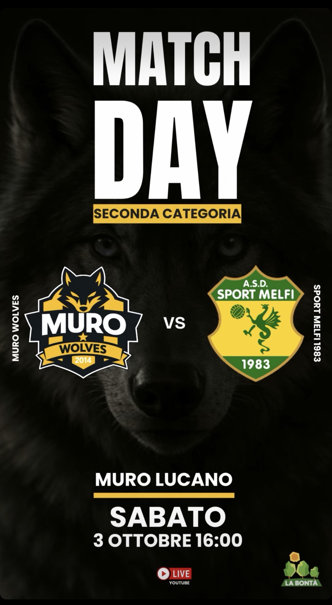 Illustrazione: Nasce il Muro Wolves: sabato 3 ottobre il debutto in Seconda Categoria contro lo Sport Melfi