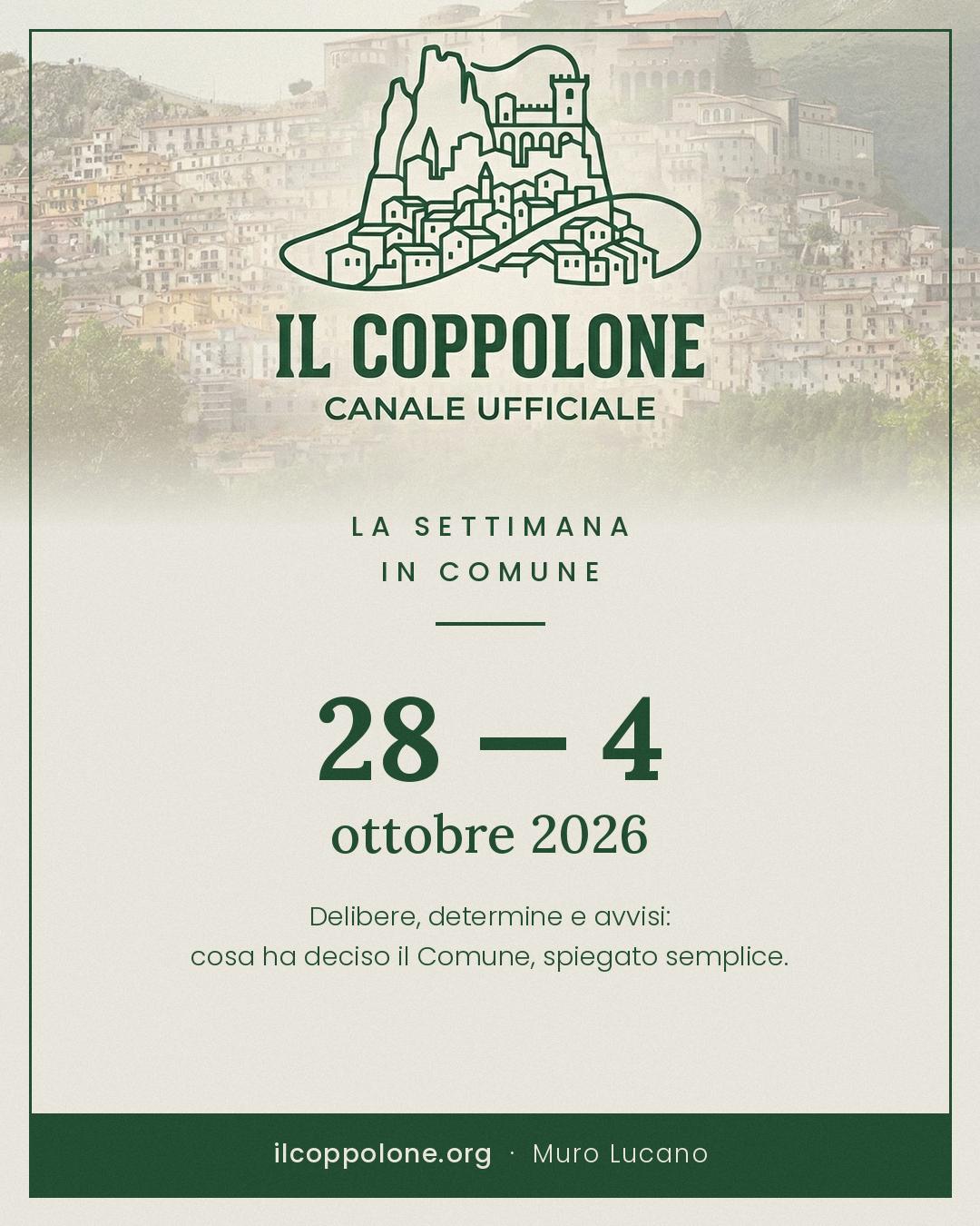 Illustrazione: La settimana in Comune (28 settembre - 4 ottobre): chiude il Ponte del Pianello, mensa prorogata e pacchi alimentari per 70 famiglie