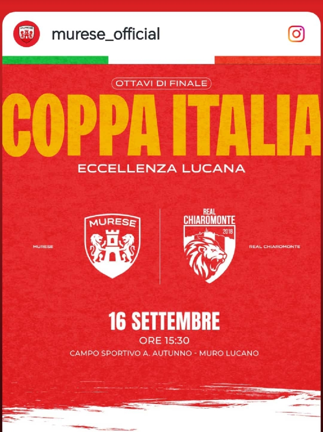 Coppa Italia Eccellenza Lucana - Ottavi di finale: Murese vs Real Chiaromonte